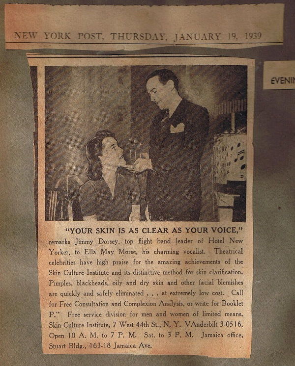 Jimmy Dorsey Endorses Skin Culture